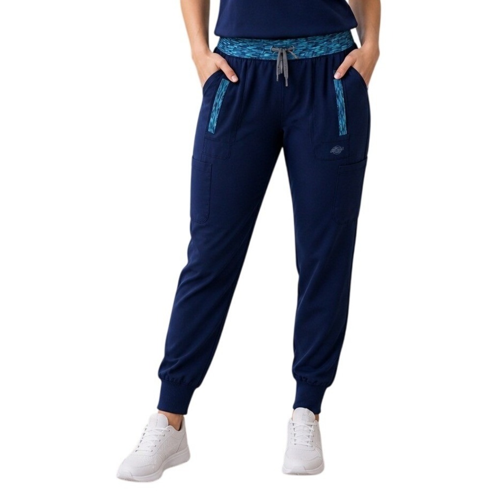 Dickies Scrub Jogger Pants Womens Medium Navy Blue Elastic Waist Cargo Pocket